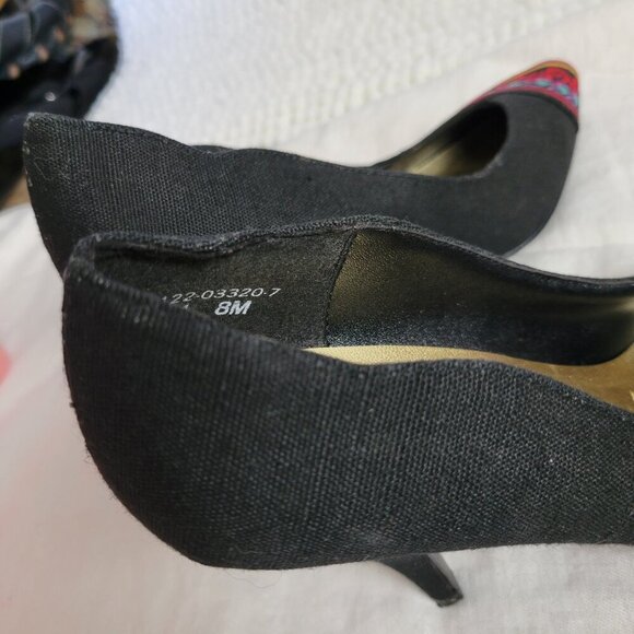 Rush Hour Express Pumps Stilettos Shoes Sz 8 leather fabric Retro Vintage NWOT - Picture 9 of 13